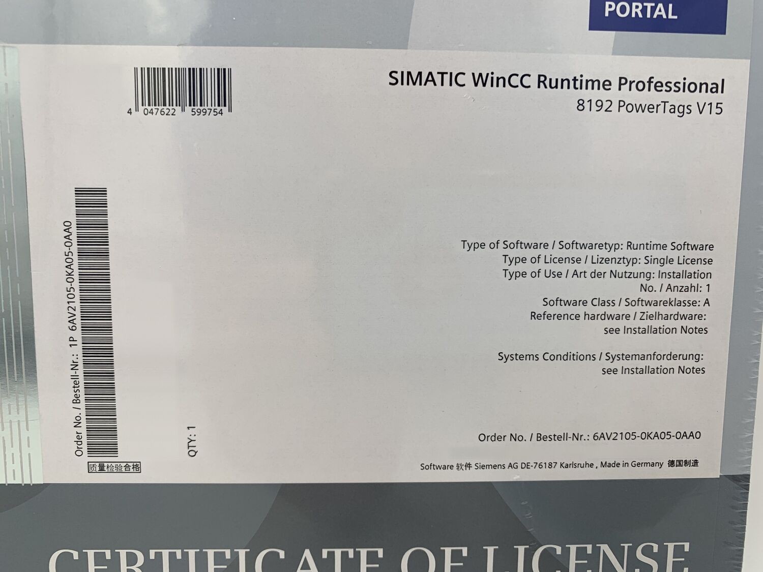  Siemens 6AV2105-0KA05-0AA0 SIMATIC WinCC RT Professional 8192 PowerTags V15.1 الصورة على Industry-Pilot