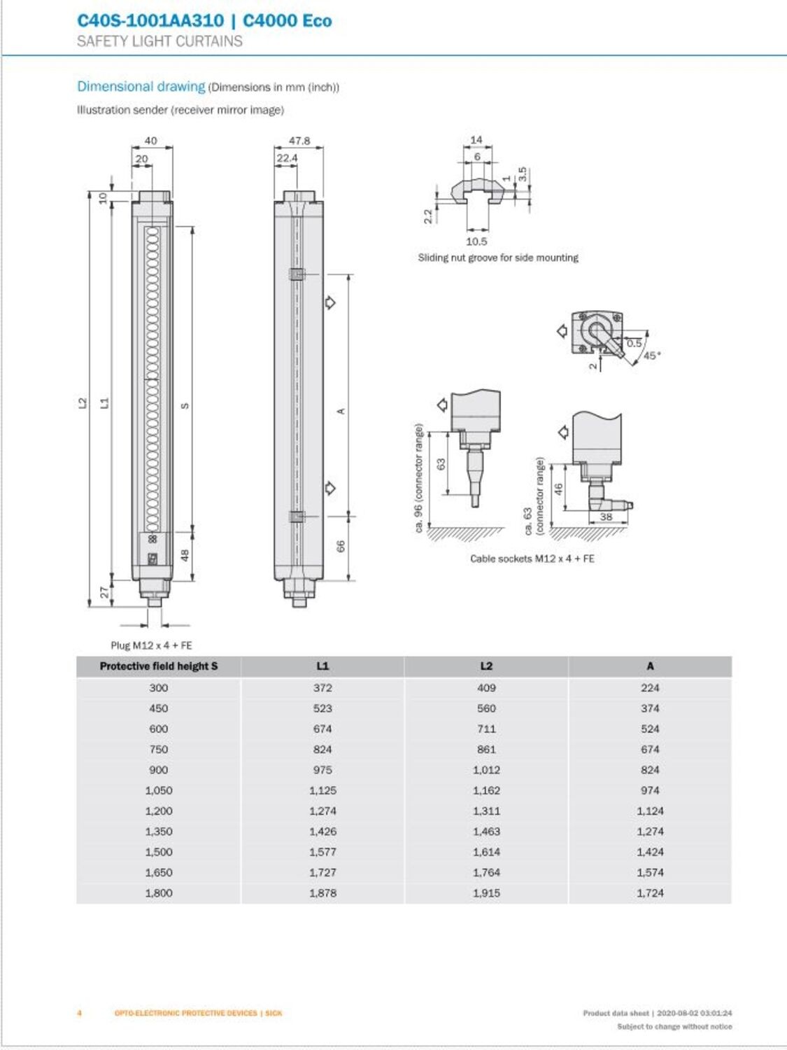 Сенсор Sick Lichtvorhang C4000 Eco C40S-1001AA310 1027450 C40E-1001BN310 1027491 фото на Industry-Pilot