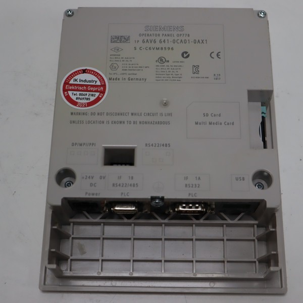  Siemens OP77B 6AV6 641-0CA01-0AX1 E-Stand:14 + MMC PLUS 512MB TESTED TOP ZUSTAND photo on Industry-Pilot