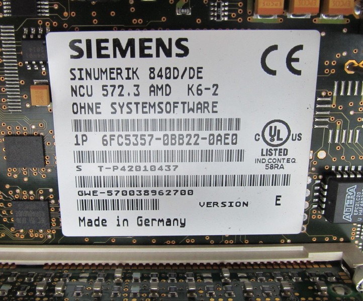  Siemens Sinumerik 840D/DE NCU 572.3 6FC5357-0BB22-0AE0 Ver. E + PCMCIA Card Top photo on Industry-Pilot