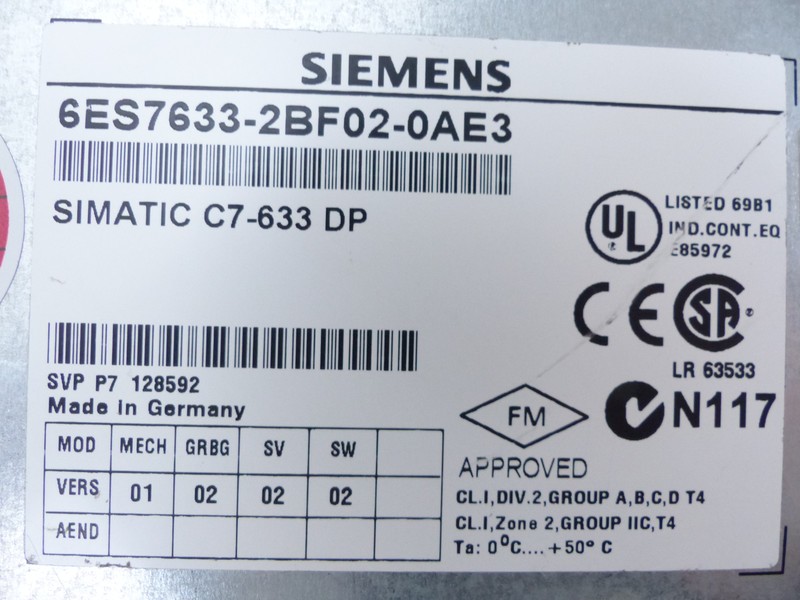  Siemens Simatic C7-633 DP 6ES7633-2BF02-0AE3 6ES7 633-2BF02-0AE3 TOP Zustand фото на Industry-Pilot