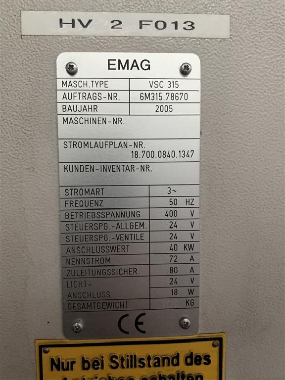 Vertikaldrehmaschine EMAG VSC 315 Bilder auf Industry-Pilot