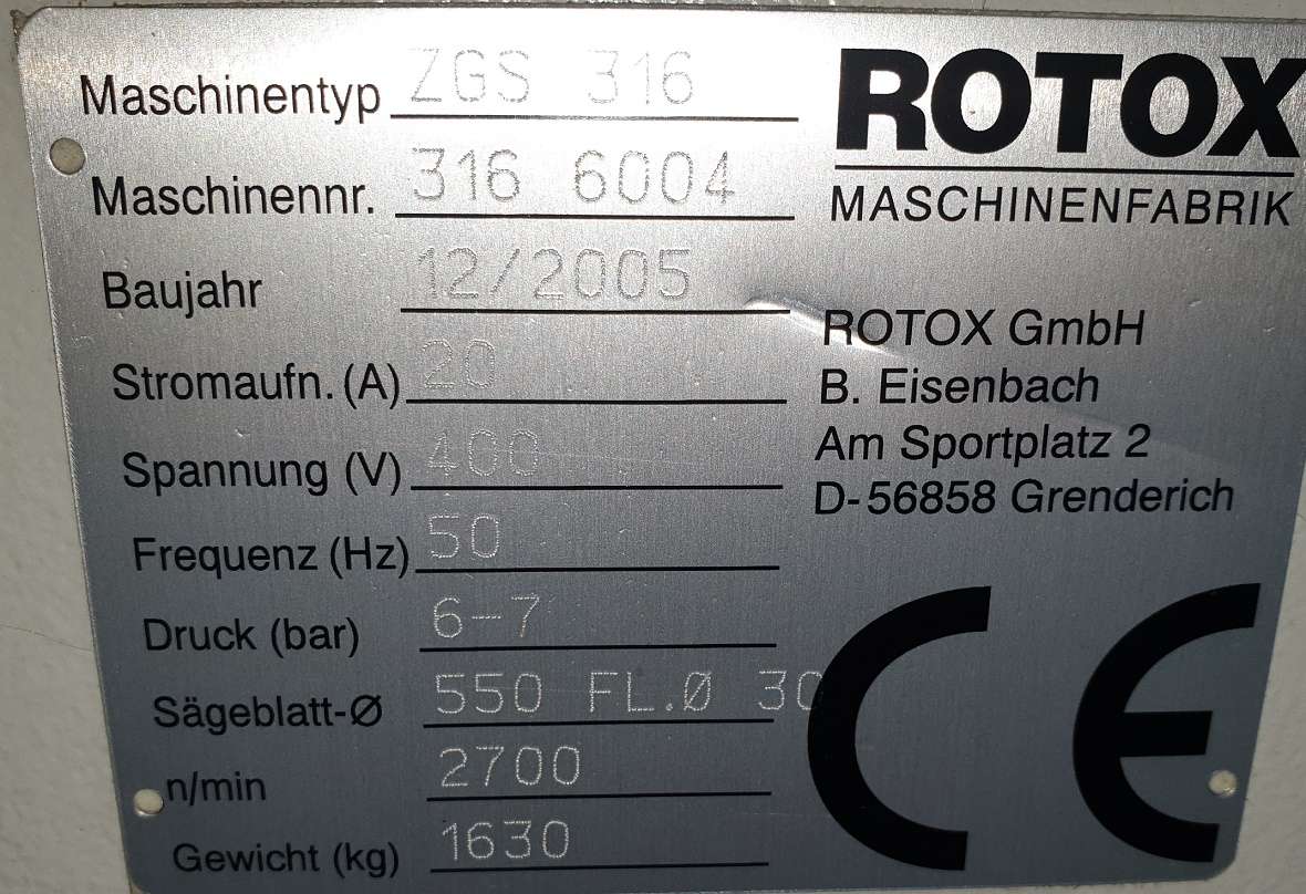 Doppelgehrungssäge Rotox ZGS 316 Bilder auf Industry-Pilot