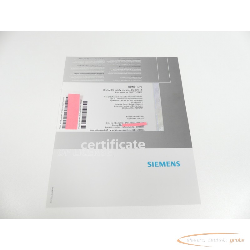  Siemens 6AU1820-2AF20-0AB0 SINAMICS Safety Integrated Extended без эксплуатации фото на Industry-Pilot