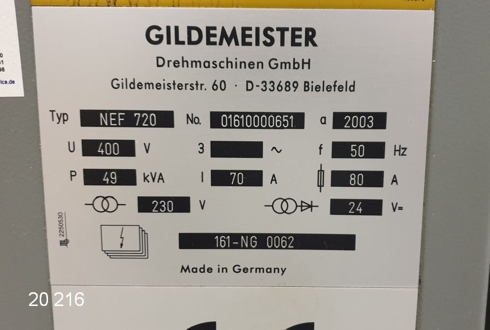 Токарный станок - контрол. цикл GILDEMEISTER NEF 720 (geom. ueberholt) фото на Industry-Pilot