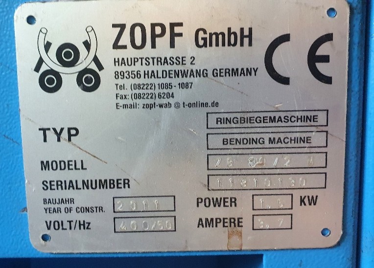 Profilbiegemaschine ZOPF ZB 80/2 M Bilder auf Industry-Pilot