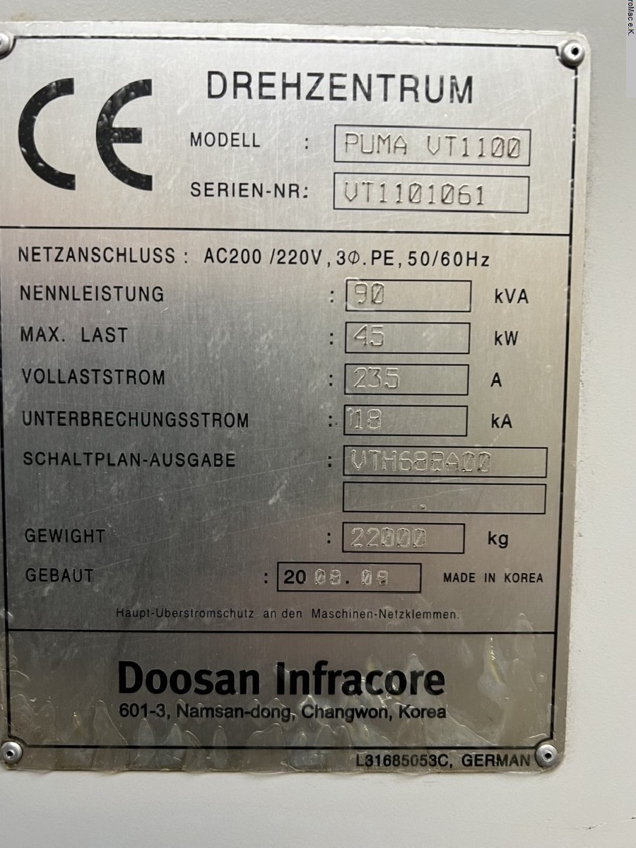 Vertikaldrehmaschine DOOSAN VT 1100 Bilder auf Industry-Pilot