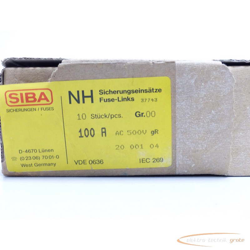  Siba 100A Sicherungseinsätze NH 00 500V VPE 4 Stk - ungebraucht! - Bilder auf Industry-Pilot