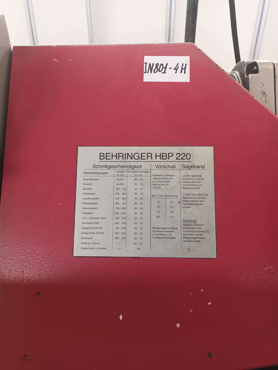 Bandsägeautomat - Horizontal BEHRINGER Typ HBP 220 A Bilder auf Industry-Pilot