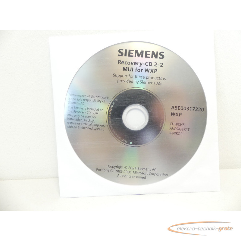  Siemens A5E00317220 Recovery-CD 2-2 MUI für WXP фото на Industry-Pilot