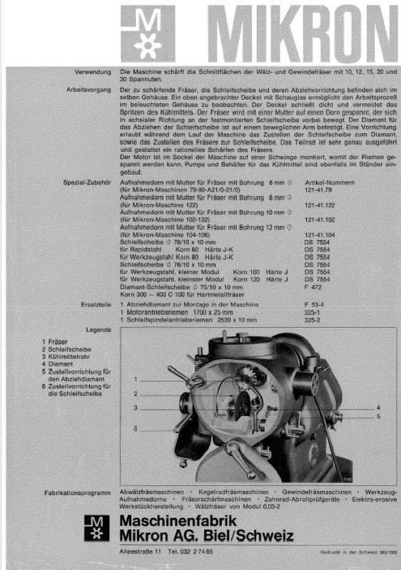 Hob sharpening machine MIKRON 121 photo on Industry-Pilot