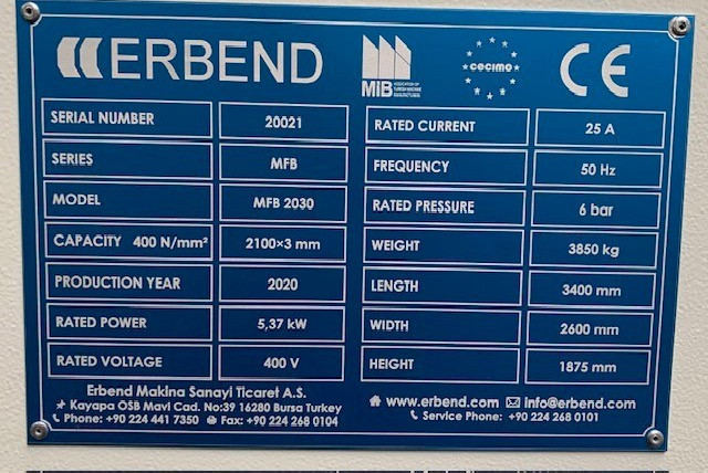 Compound Folding Machine ERBEND MFB 2030 photo on Industry-Pilot