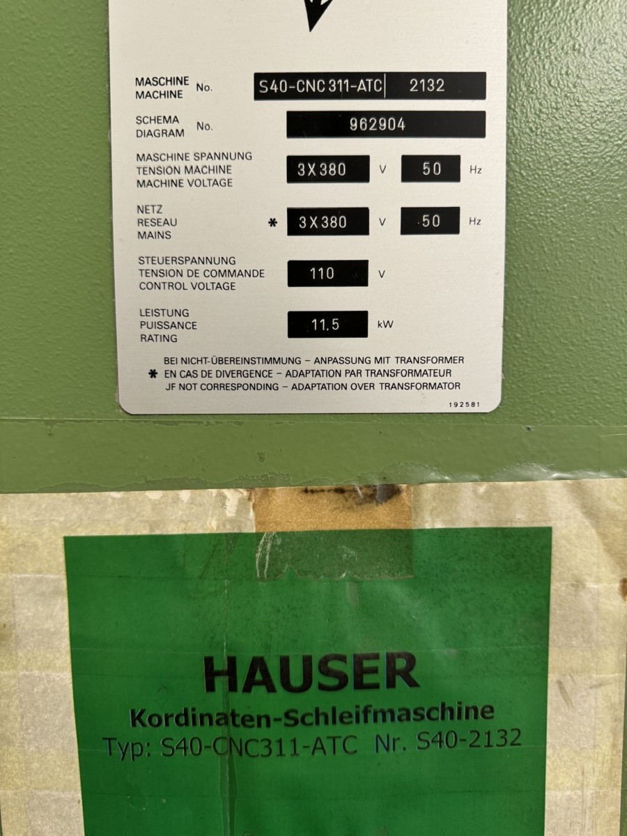 Jig Grinding Machine HAUSER S40 CNC 311-ATC photo on Industry-Pilot