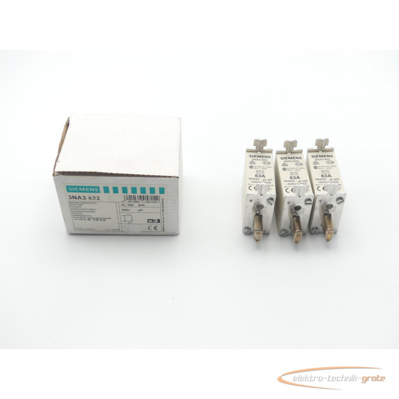 Conducting element Siemens 3NA3 822 Sicherungseinsatz 63A VPE 3 Stk. -ungebraucht- photo on Industry-Pilot