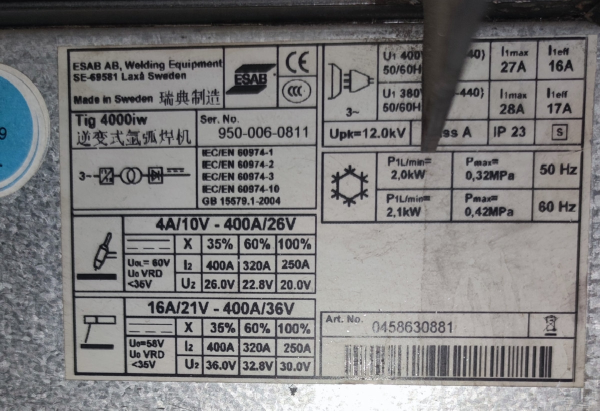 Welding unit ESAB AB Tig 400iw photo on Industry-Pilot