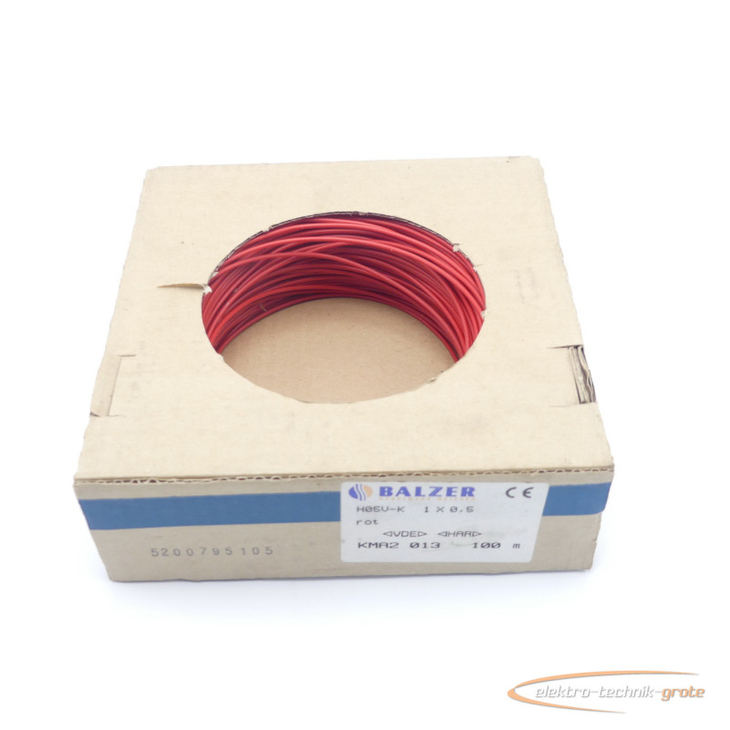  Balzer Kabelwerk H05V-K Litze rot 1x05 mm² Länge 100 m -ungebraucht- الصورة على Industry-Pilot