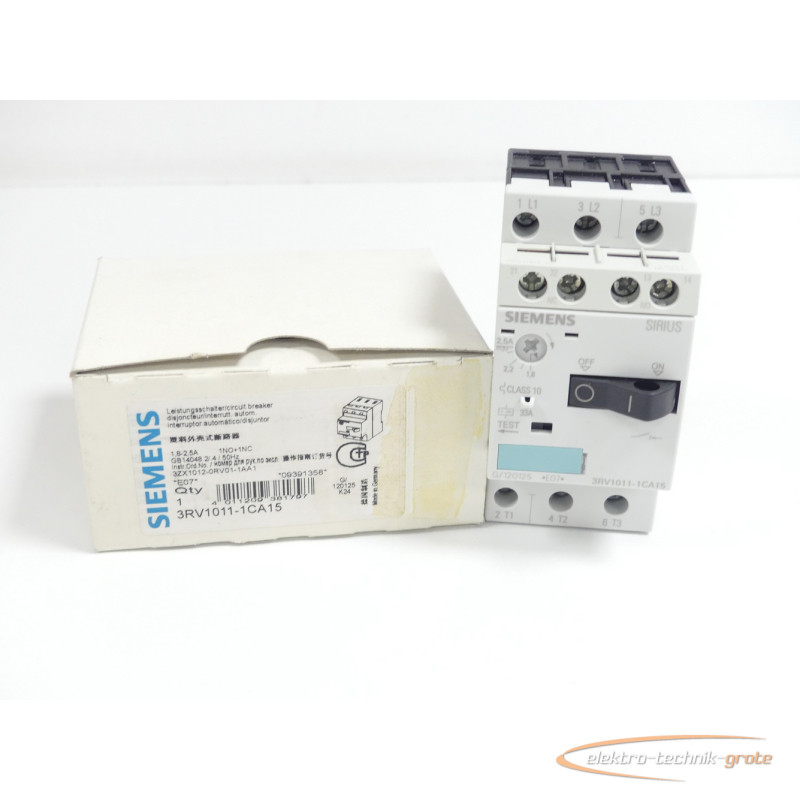 power switch Siemens 3RV1011-1CA15 Leistungsschalter + 3RV1901-1E 18-25A E07 ungebraucht photo on Industry-Pilot