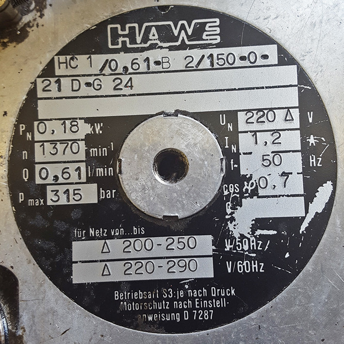 Hydraulic unit Hawe HC1/0,61-B 2/150-0-21D-G 24 photo on Industry-Pilot