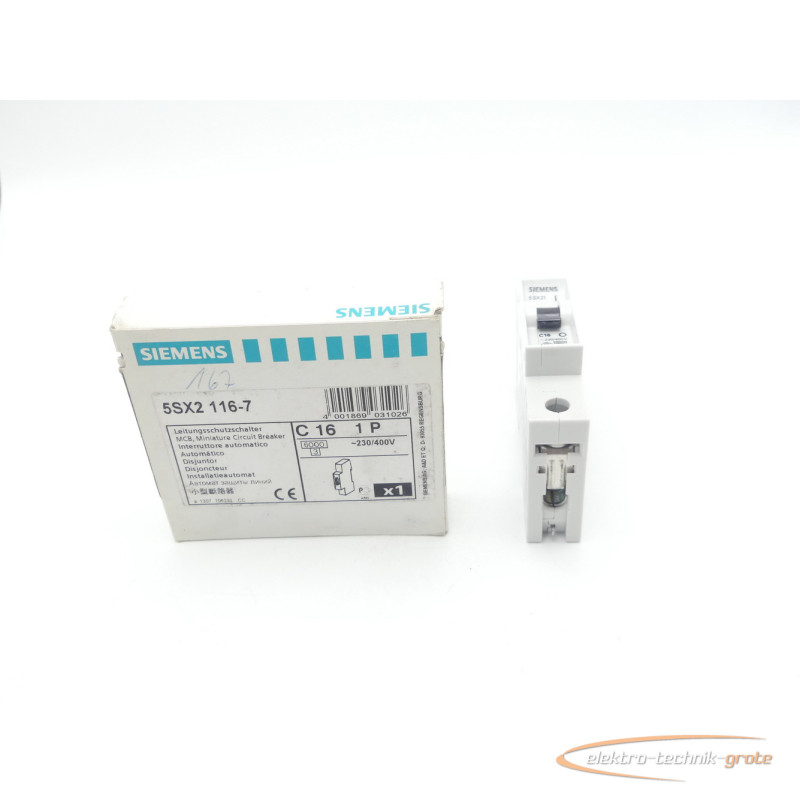 Power circuit breaker Siemens 5SX2 116-7 C16 Leistungsschutzschalter ~230/400V -ungebraucht- photo on Industry-Pilot