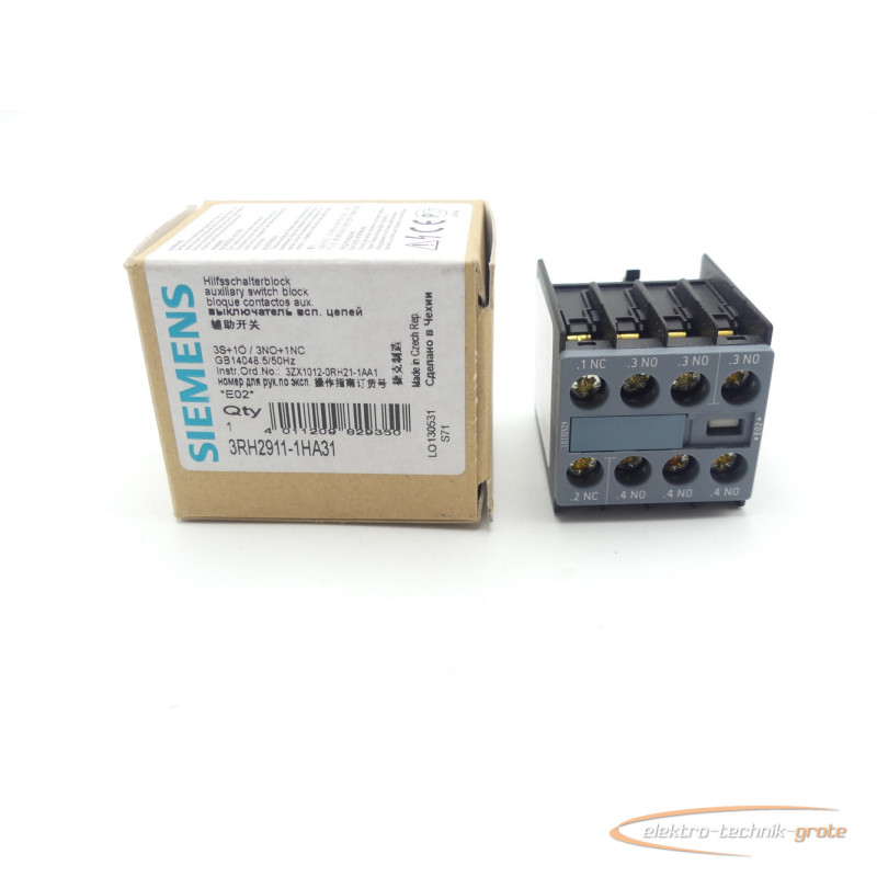 Auxiliary contact block Siemens 3RH2911-1HA31 Hilfsschalterblock E-Stand 02 -ungebraucht- photo on Industry-Pilot