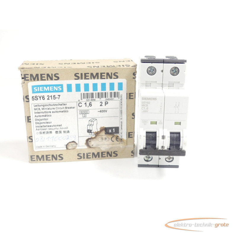 Miniature circuit breaker Siemens 5SY6215-7 Leitungsschutzschalter C 16 ~400V ungebraucht photo on Industry-Pilot