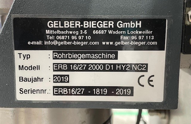 Mandrel Pipe Bending Machine GELBER BIEGER ERB 16 2000 photo on Industry-Pilot