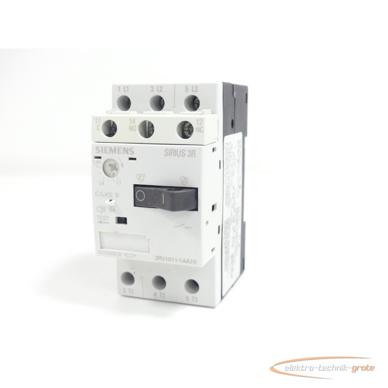  Siemens 3RV1011-1AA10 11 - 16 A max. E-Stand: 01 + 3RV1901-1D E-Stand: 02 الصورة على Industry-Pilot