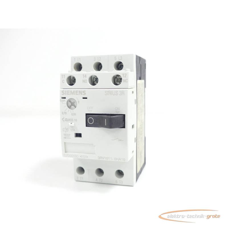 power switch Siemens 3RV1011-0HA10 Leistungsschalter E-Stand 01 + 3RV1901-1D E-Stand 02 photo on Industry-Pilot