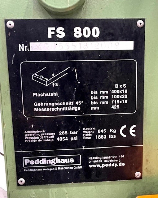 Section Steel Shear PEDDINGHAUS FS 800 photo on Industry-Pilot