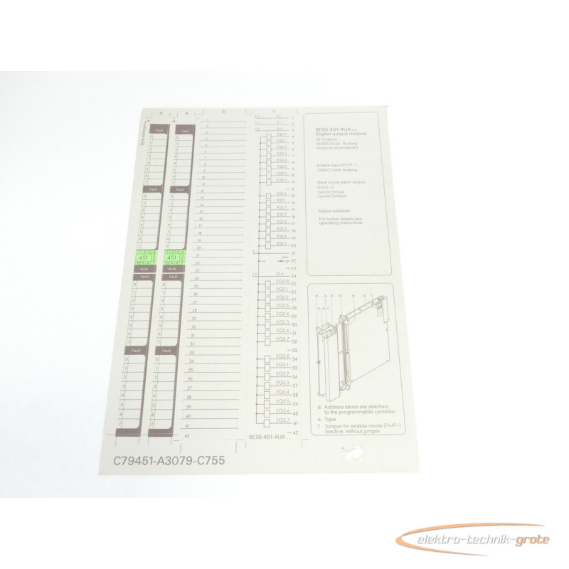  Siemens C79451-A3079-C755 Bezeichnungsetikett für 6ES5451-4UA.. без эксплуатации фото на Industry-Pilot