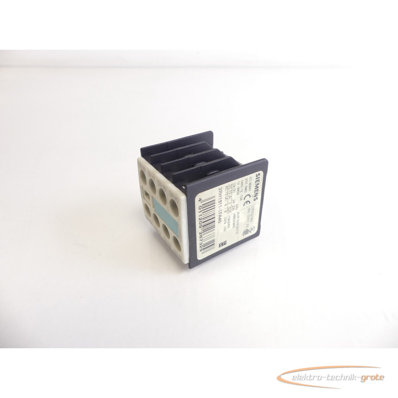 Bloc de contact auxiliaire Siemens 3RH1911-1FA40 10A/240V~ E-Stand: 02 Hilfsschalterblock Images sur Industry-Pilot