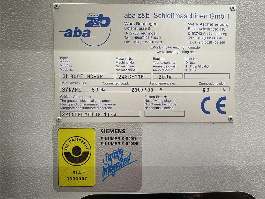 Surface Grinding Machine ABA ZIERSCH & BALTRUSCH SL 800E NC-SP photo on Industry-Pilot