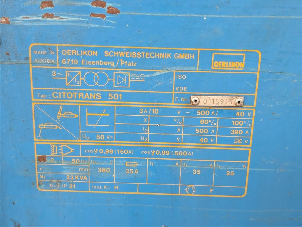 Welding unit OERLIKON Citotrans Citotrans 501 photo on Industry-Pilot