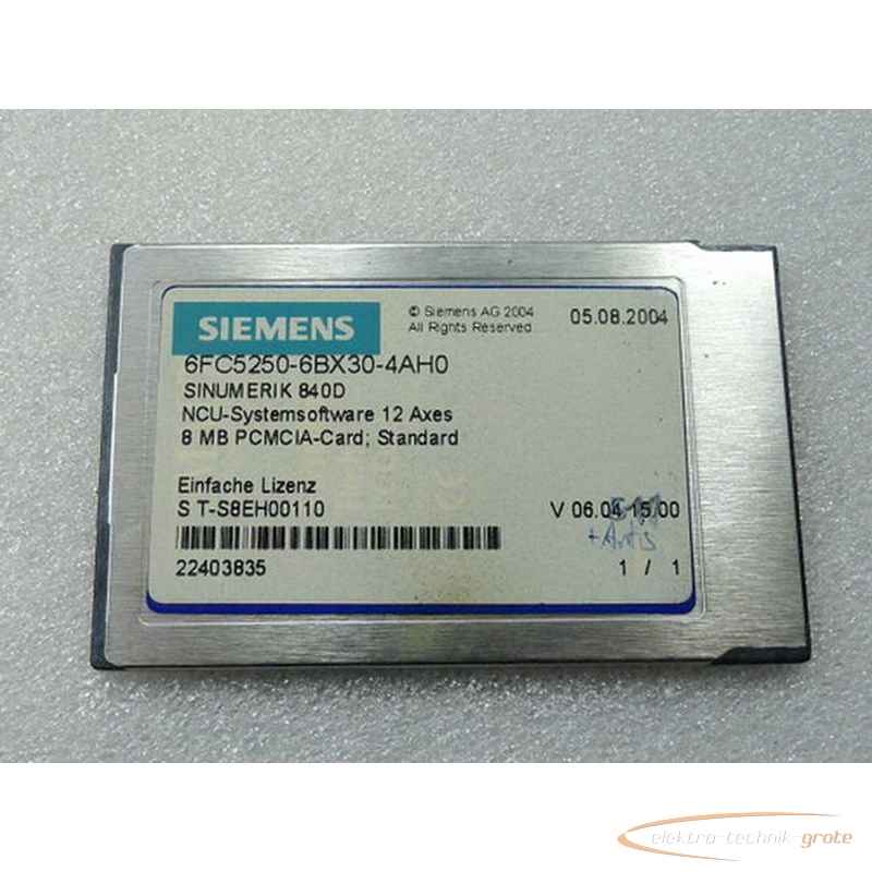 Servomotor Siemens 6FC5250-6BX30-4AH0 Sinumerik NCU Software 840 D Einfache Lizenz19237-B176 photo on Industry-Pilot