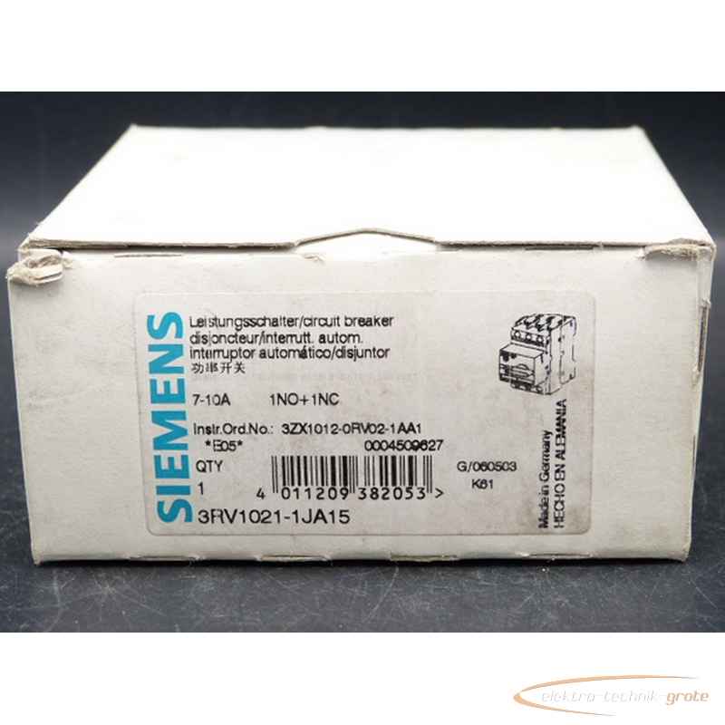 Servomotor Siemens 3RV1021-1JA15 Leistungsschalter ungebraucht!  photo on Industry-Pilot