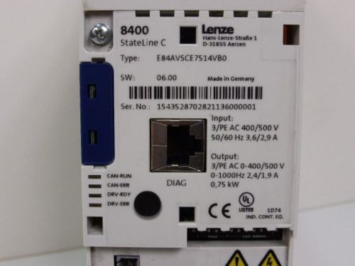 Frequency converter Lenze 8400 StateLine C E84AVSCE7514VB0 SW: 06.00 Frequenzumrichter 0,75kW photo on Industry-Pilot