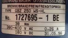 Gear motor BAUER G73-10/D1A4-283 Bremse: GBZ 250 WS-HL Bremse anmontiert ! photo on Industry-Pilot